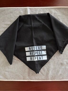 Black Bandana with "Rescue Respect Repeat" Print